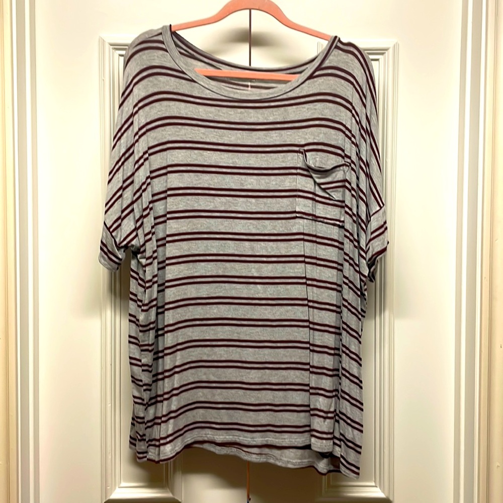 Maroon Striped Top